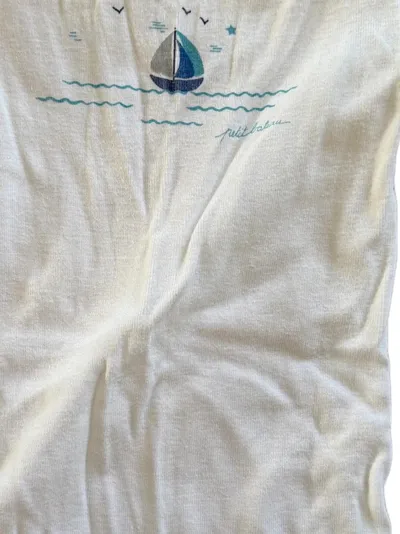 Petit Bateau Baby Body Gr. 80 Baumwolle Weiß Kurzarm Grafisch Logo