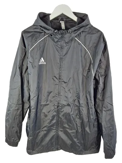 adidas Herren Trainingsjacke Kapuze Grau XL Sport Polyester Logo