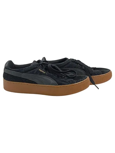 PUMA Suede Platform Sneaker Damen Wildleder Schwarz Schnürung Gr. 39