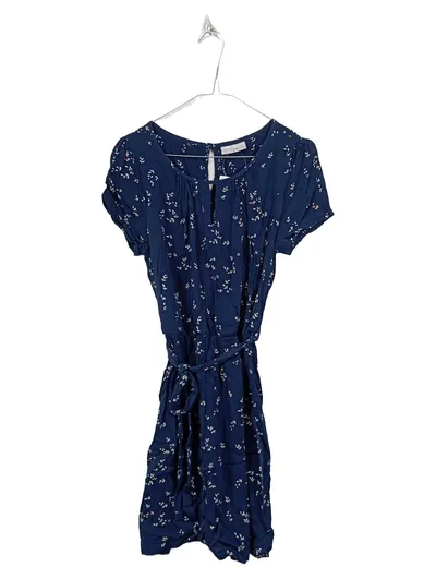 Minimum Kleid Damen Sommerkleid Gr. 36 Blau Blumenmuster Viskose Casual Kurzarm