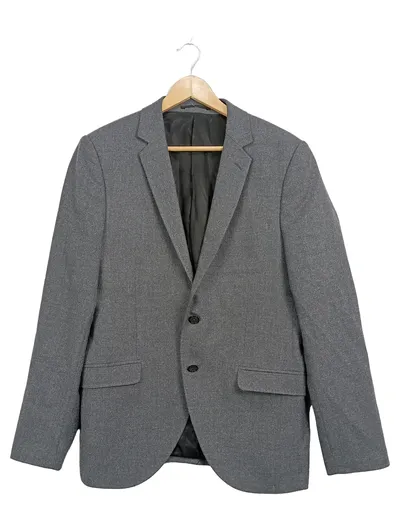 Esprit Herren Sakko Gr. 50/L Grau Wolle Business Blazer Jacke