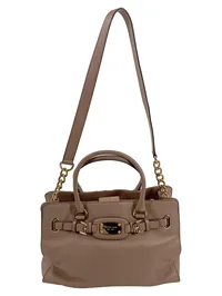 Michael Kors Hamilton Henkeltasche Leder Beige Damen Handtasche Gold 1
