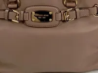 Michael Kors Hamilton Henkeltasche Leder Beige Damen Handtasche Gold 3