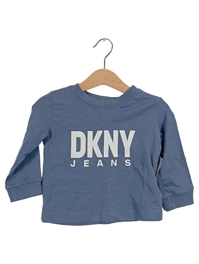 DKNY Jeans Langarmshirt Gr. 80 (12 Monate) Blau Logo Print Baumwollmix