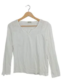 BOYSEN'S Damen Langarmshirt Gr. 36/S Weiß Casual Stickerei 1