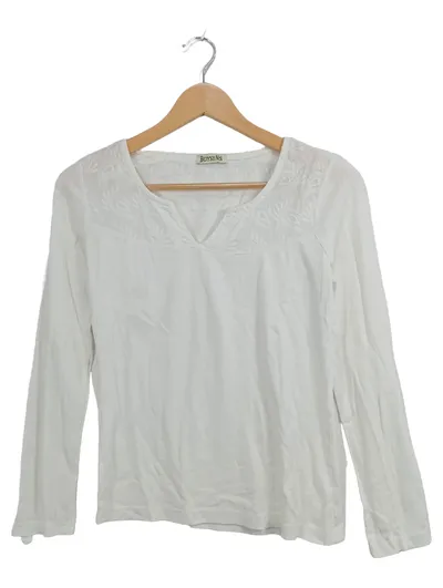 BOYSEN'S Damen Langarmshirt Gr. 36/S Weiß Casual Stickerei