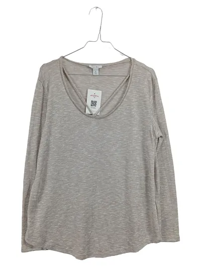 Amisu Damen Langarmshirt Gr. XL Beige Meliert V-Ausschnitt Casual