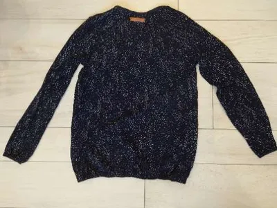 Naketano Damen Pullover Langarm Blau Gepunktet Gr. XS