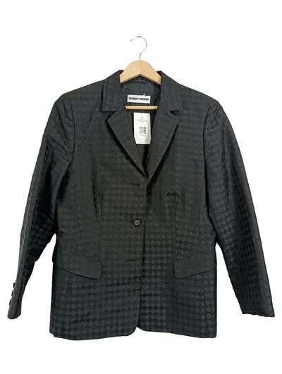 GERRY WEBER Damen Blazer Gr. 38 Schwarz Strukturmuster Business Jacke