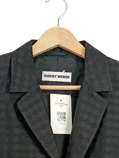 GERRY WEBER Damen Blazer Gr. 38 Schwarz Strukturmuster Business Jacke