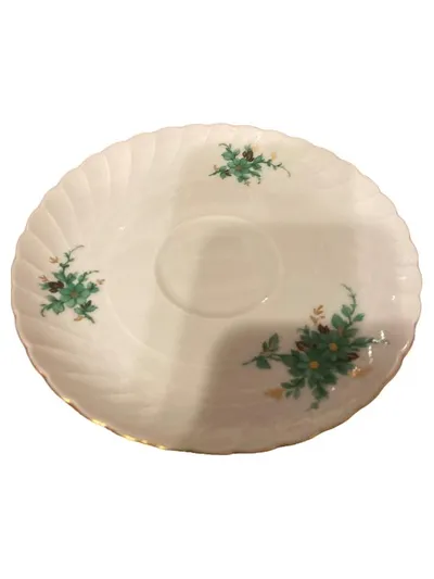 Royal Tettau Untertasse Porzellan Blumenmuster Klassisch Weiß 14 cm