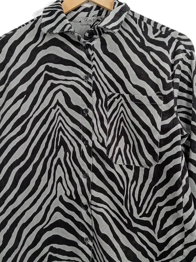 BIEN BLEU Damen Hemdbluse Zebra Muster Gr. 34/XS Mehrfarbig Animal-Print