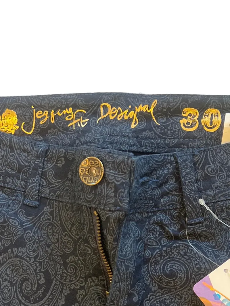 Desigual Damen Stoffhose Paisley Baumwolle Stretch Blau Gr. W30/38/M 5