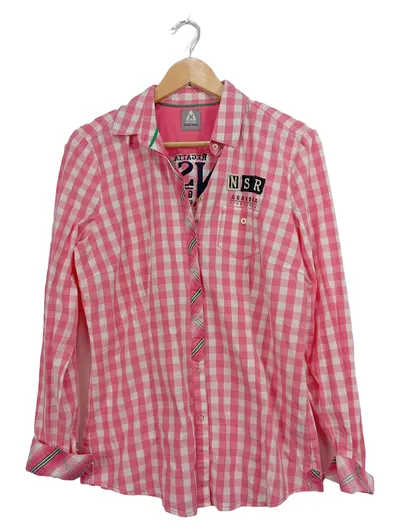Gaastra Damen Bluse Hemd Gr. 40/L Rosa Kariert Nautical Supplies