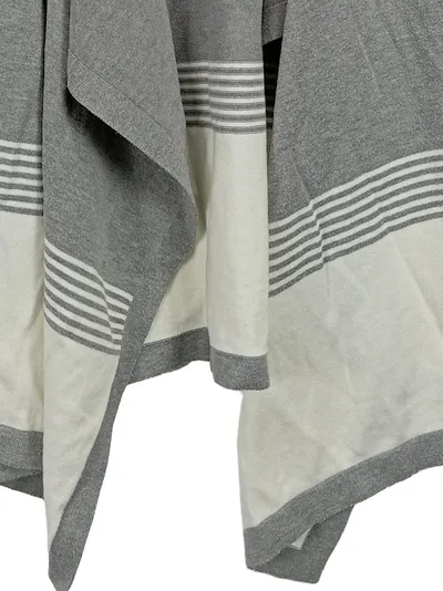 Anna Field Damen Strickjacke Cardigan Gr. 38 M Grau Weiß Gestreift