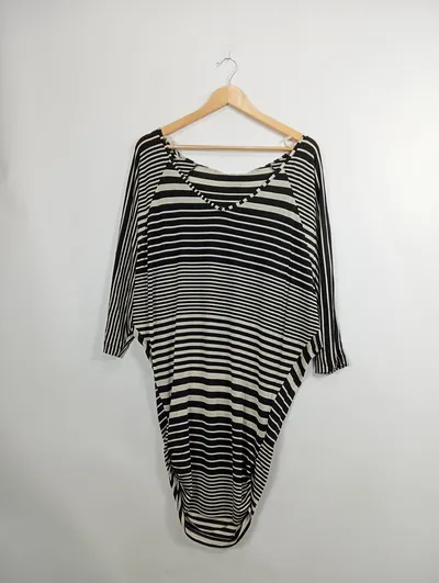 Miss Sixty Damen Pullover Tunika Gr. 34/XS Gestreift Viskose Stretch Casual