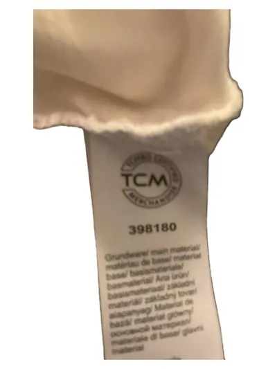 TCM Tchibo Damen T-Shirt Gr. 44/46 Beige ME Print Baumwolle Basic