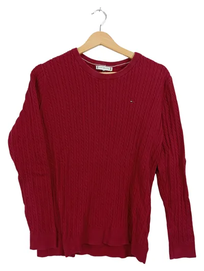Tommy Hilfiger Damen Pullover Zopfstrick Rot Gr. 40 L Freizeit Strick
