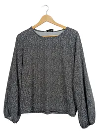 Antonello Serio Damen Langarmshirt Schwarz Strukturmuster Gr. M 1