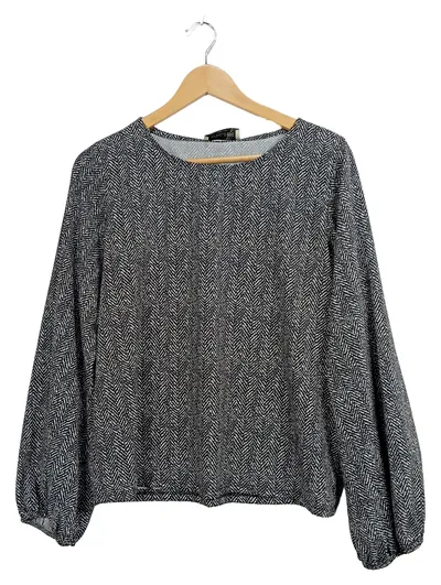 Antonello Serio Damen Langarmshirt Schwarz Strukturmuster Gr. M