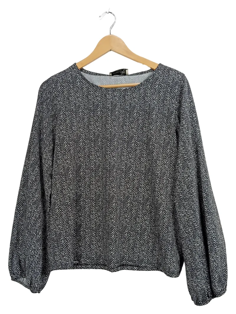 Antonello Serio Damen Langarmshirt Schwarz Strukturmuster Gr. M 1