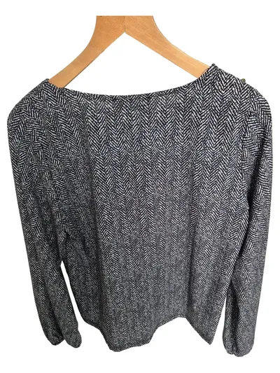 Antonello Serio Damen Langarmshirt Schwarz Strukturmuster Gr. M