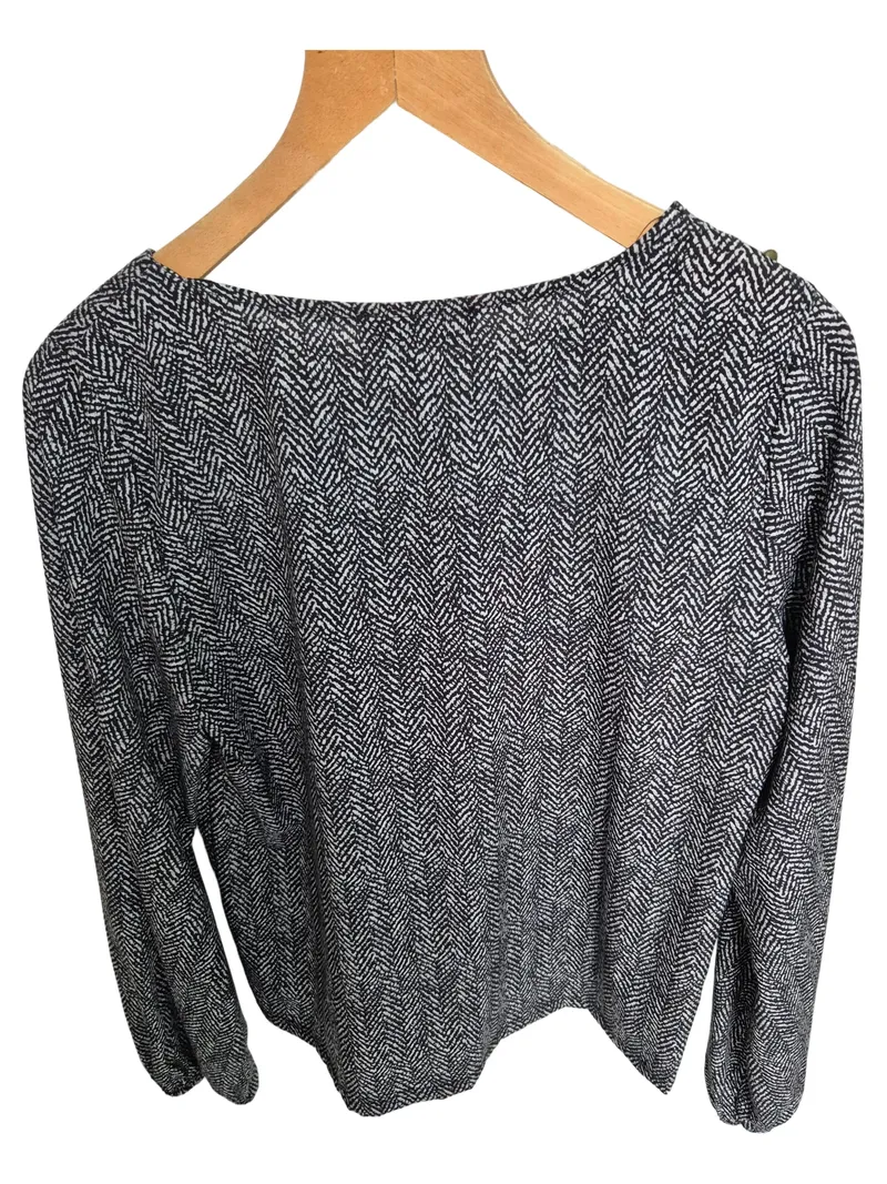 Antonello Serio Damen Langarmshirt Schwarz Strukturmuster Gr. M 2