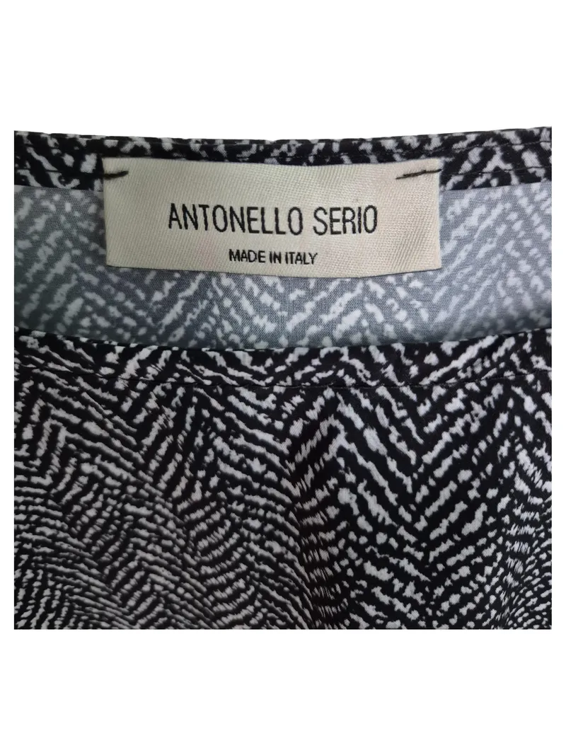 Antonello Serio Damen Langarmshirt Schwarz Strukturmuster Gr. M 7