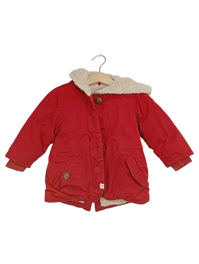 Next Winterjacke Mädchen Gr. 86 Rot Teddyfell gefüttert Kapuze