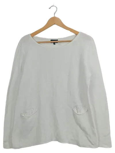 Broadway Collection Damen Pullover Weiß Gr. M Taschen Langarm Casual