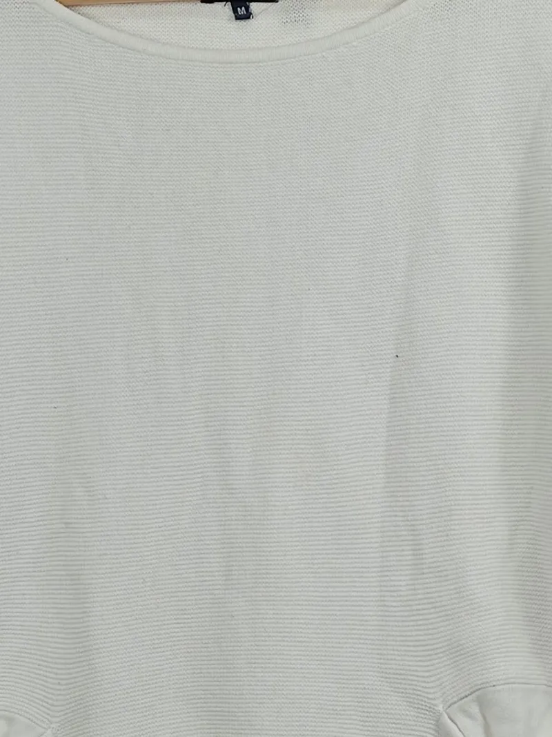 Broadway Collection Damen Pullover Weiß Gr. M Taschen Langarm Casual 2