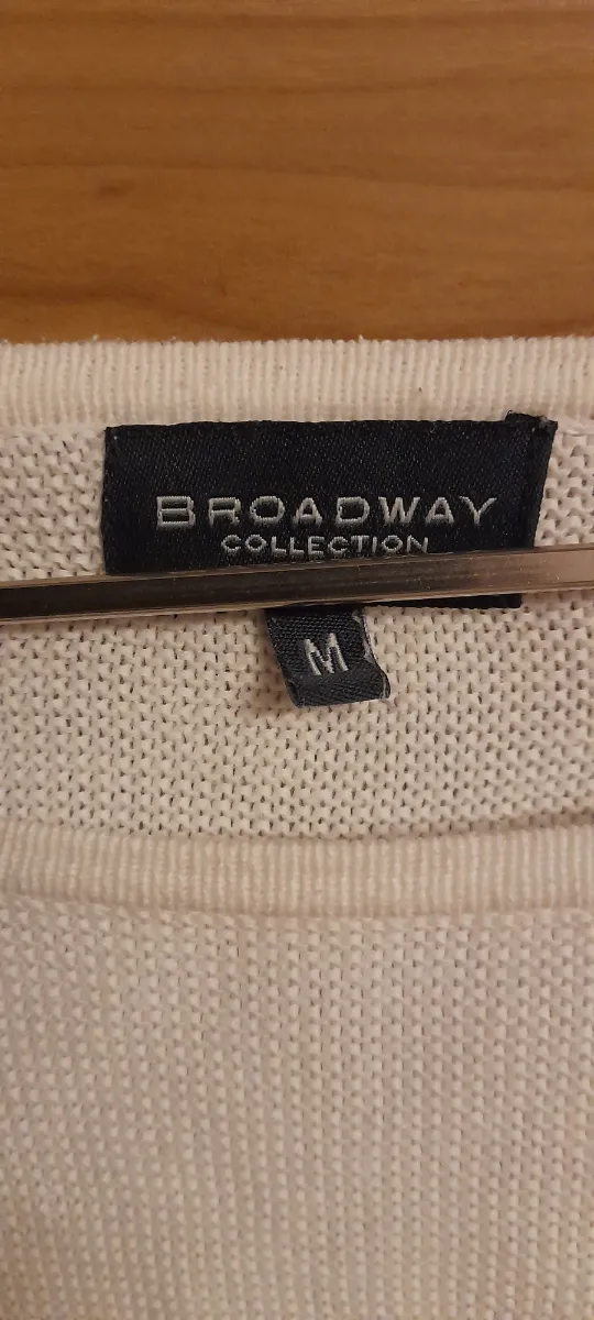 Broadway Collection Damen Pullover Weiß Gr. M Taschen Langarm Casual 4