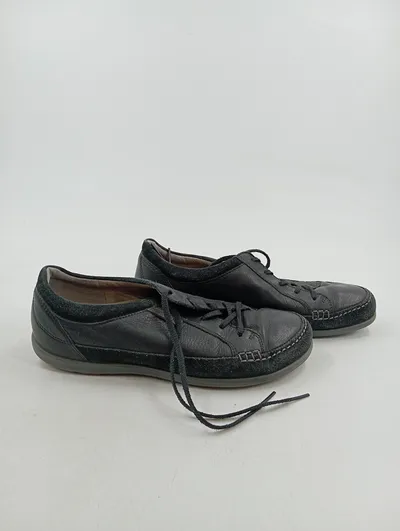 Ecco Damen Schnürschuhe Gr. 40 Schwarz Casual Leder Schuhe