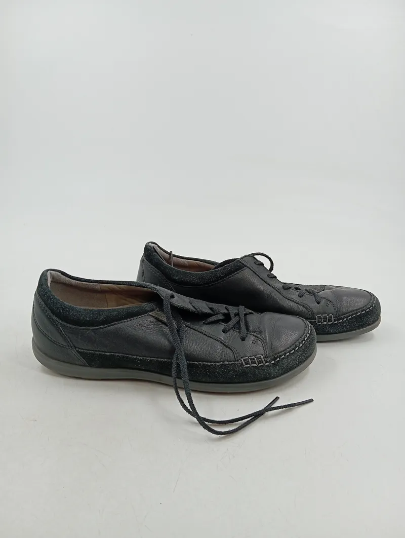 Ecco Damen Schnürschuhe Gr. 40 Schwarz Casual Leder Schuhe 2