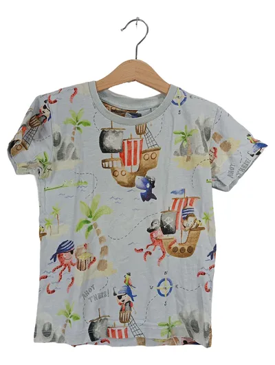 Next Kinder T-Shirt Piraten Motiv Gr. 110 Blau Baumwolle