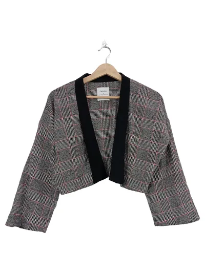Caroll x Les Récupérables Kimono Blazer Damen Gr. 38 Kariert Grau