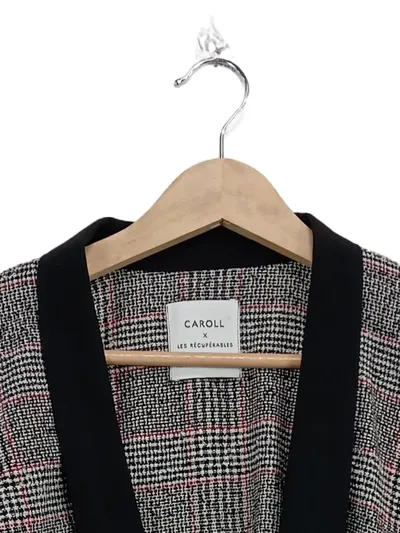 Caroll x Les Récupérables Kimono Blazer Damen Gr. 38 Kariert Grau