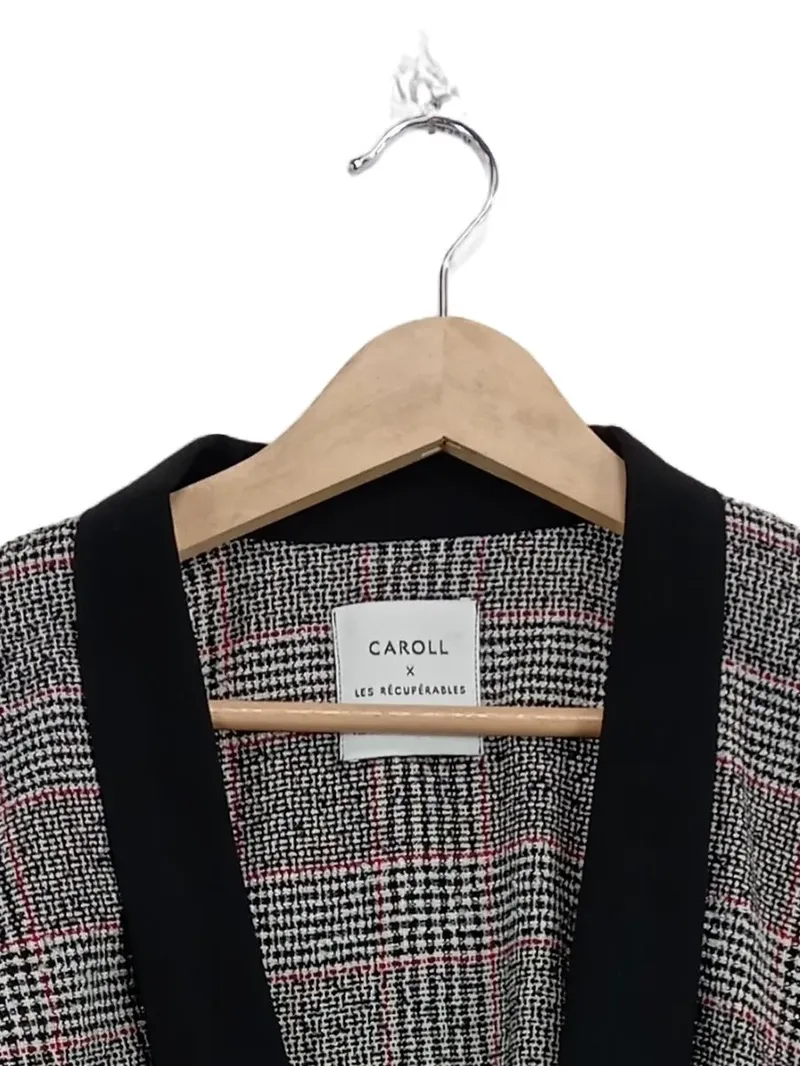 Caroll x Les Récupérables Kimono Blazer Damen Gr. 38 Kariert Grau 2