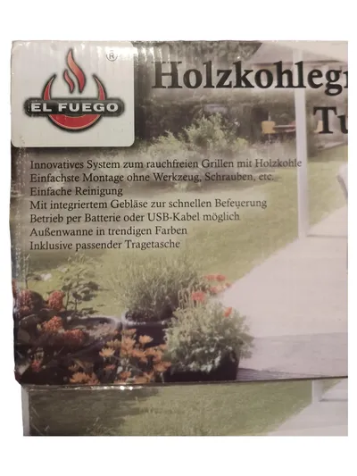 EL FUEGO Tulsa Holzkohlegrill Tischgrill rauchfrei mit Tasche Schwarz