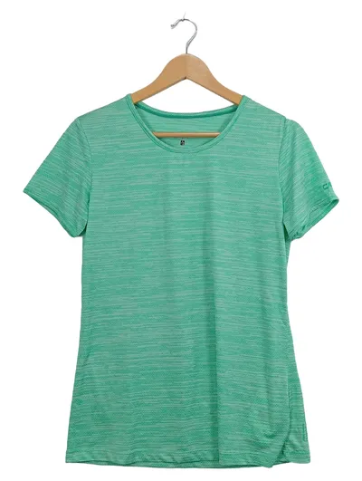 CMP Damen Sport Shirt Gr. 40/L Grün Meliert Funktionsshirt Kurzarm
