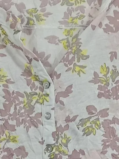 Street One Damen Bluse Gr. 40 L Blumenmuster Langarm weiß rosa