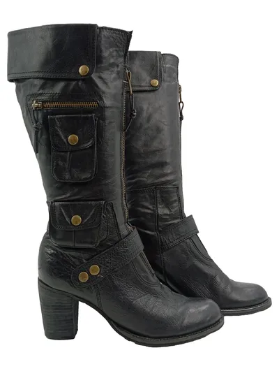 3 Suisses Damen Leder Stiefel Gr. 38 Schwarz Modisch