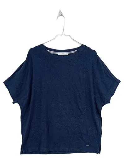 BRAX Damen T-Shirt Paisley Kurzarm Blau Gr. 34/XS Casual Freizeit