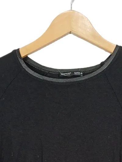 ZARA Damen Langarmshirt Schwarz Gr. S Vokuhila Asymmetrisch Basic