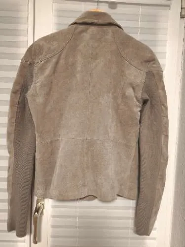 Vero Moda Lederjacke Damen Gr. 38 M Grau Bikerjacke Reißverschluss Nieten