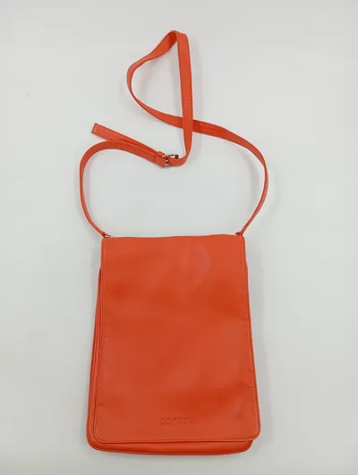 Comma Damen Umhängetasche Orange Leder Schultertasche Casual