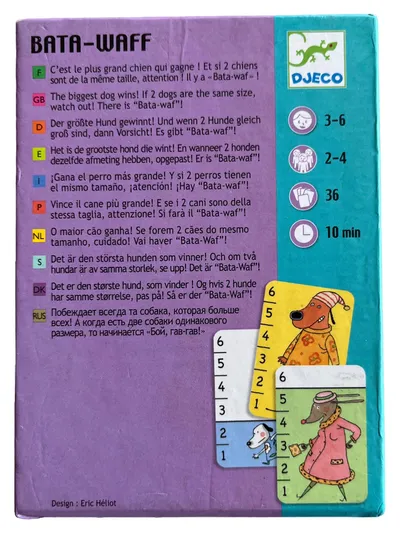 Djeco Bata Waff Kartenspiel Hunde Lernspiel Reaktion Spiel Kinder ab 3 J.