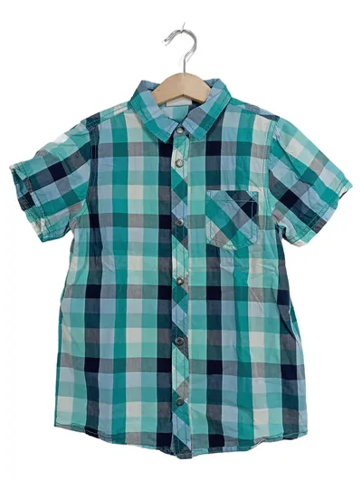 ERNSTING'S FAMILY Kinder Freizeithemd Gr. 128 kariert Kurzarm Mehrfarbig Casual