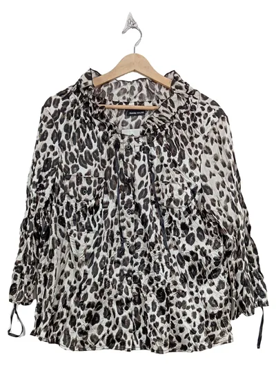FRANK WALDER Damen Bluse Leopardenmuster Gr. 44 Animal-Print 3/4-Arm
