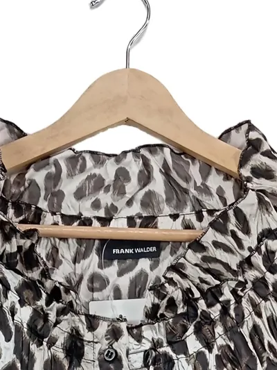FRANK WALDER Damen Bluse Leopardenmuster Gr. 44 Animal-Print 3/4-Arm